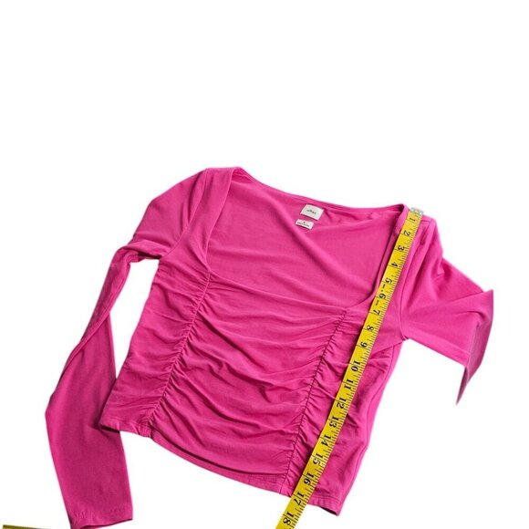 Aritzia Wilfred Lydia Top, Ruched, Square Neck, Long Sleeve, Pink, Tencel, Sz M - Picture 8 of 8